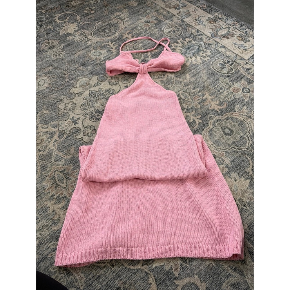 Petal + Pup Pink Cut Out Maxi Dress Knit Sweater